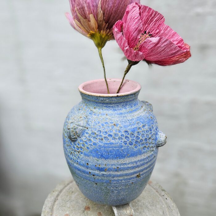 Fossilvase, medium, blå og lyserød - Image 2
