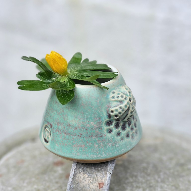 Mini fossilvase grøn