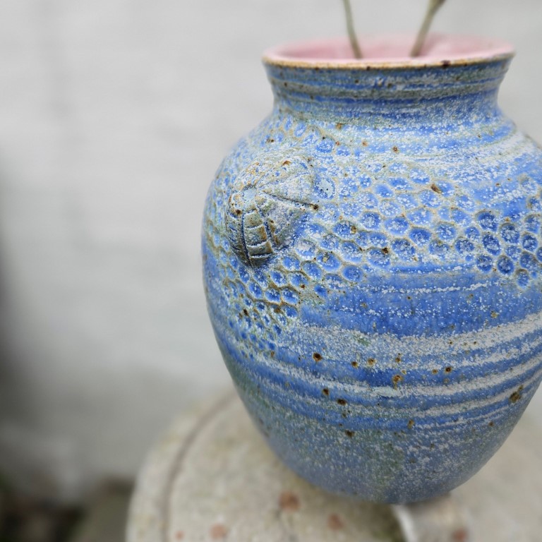 Blå unika fossilvase