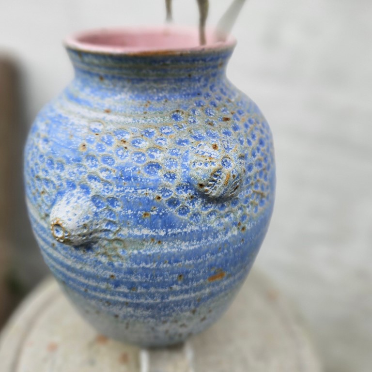 Blå unika fossilvase