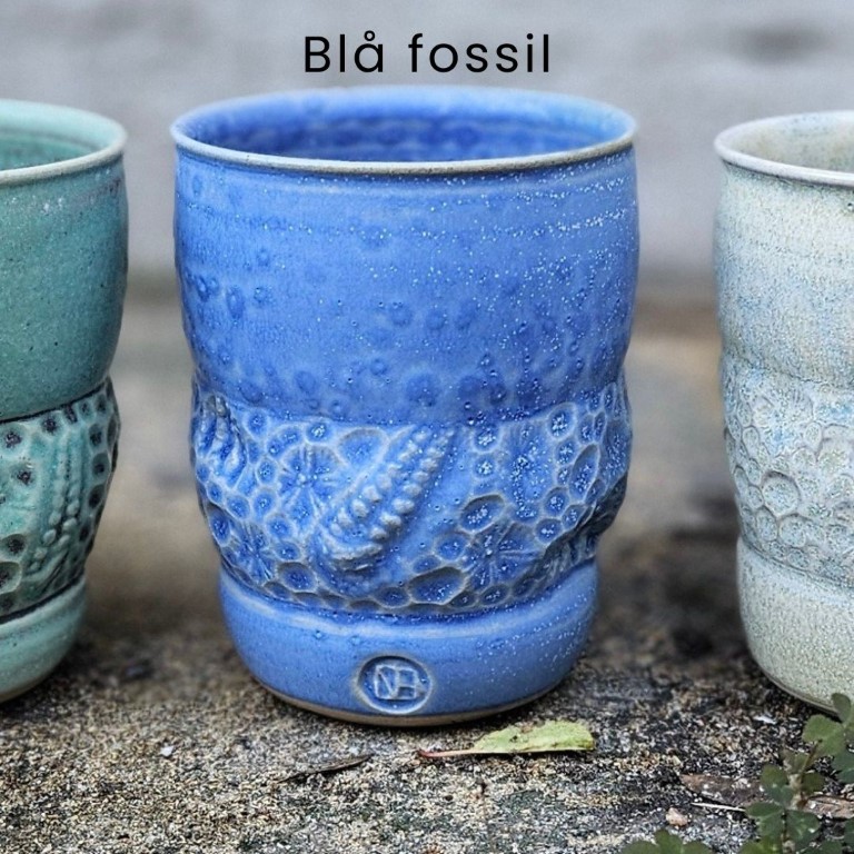 Blå fossilkop uden hank