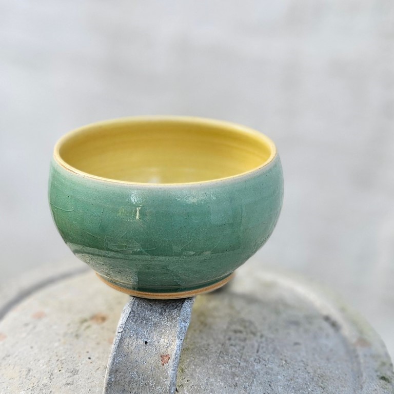 kugelskål mørkegrøn gul